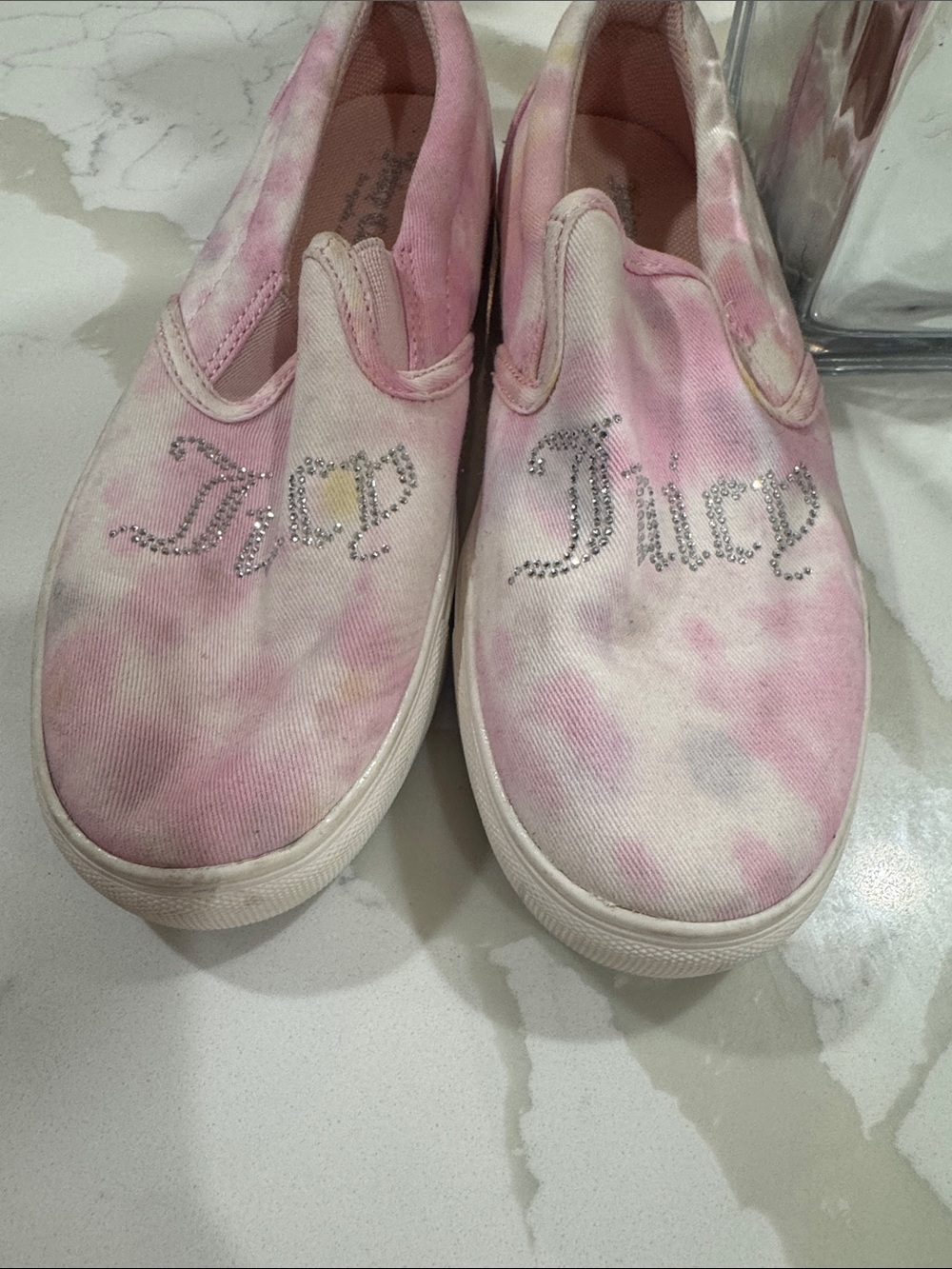 Rhinestone 'Juicy' Pink Tie-Dye Slip-On Sneakers